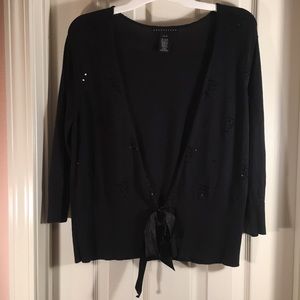 Apostrophe Cardigan Women's Black 3/4 Sleeve Open